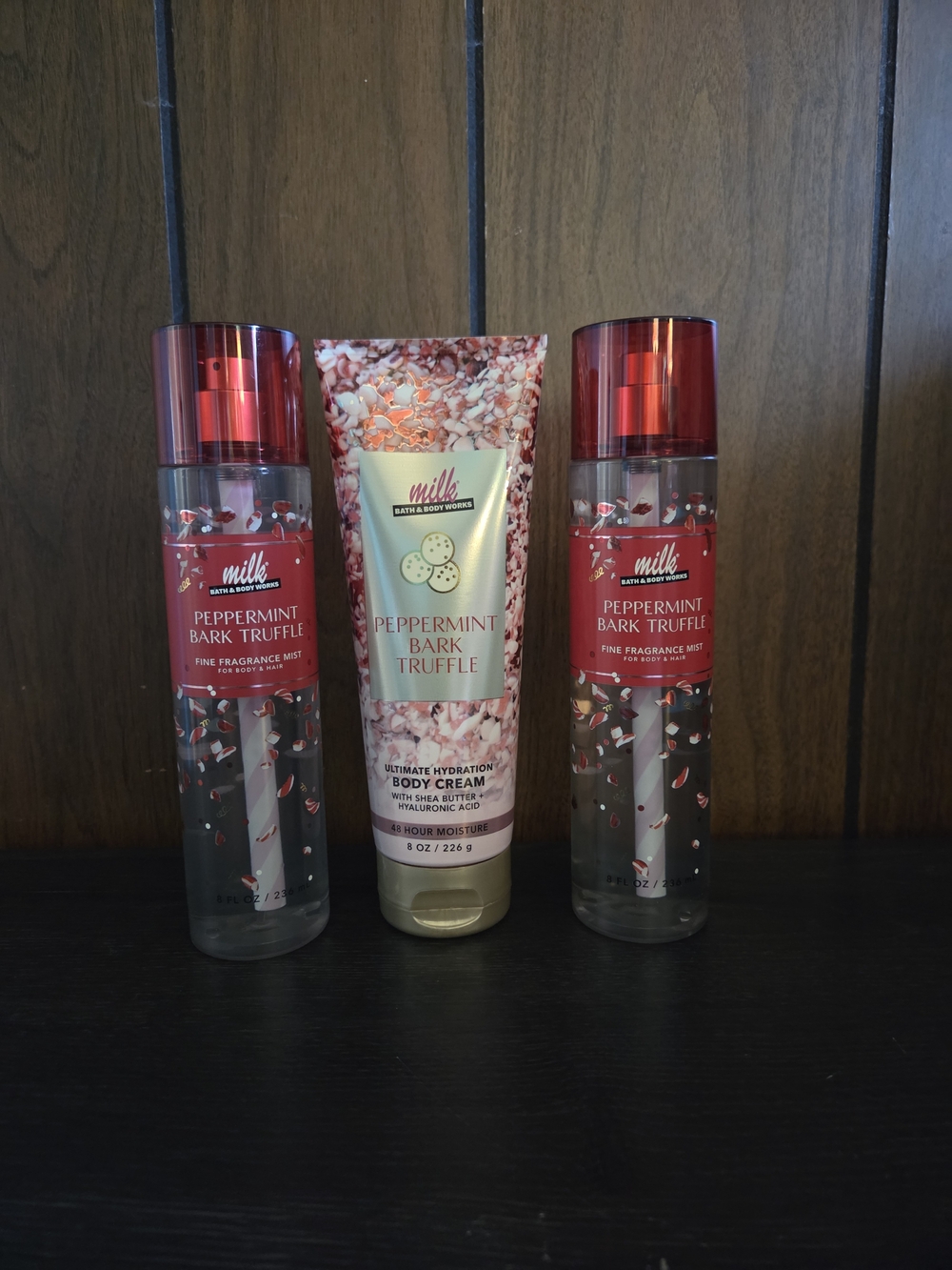 Bath & Body Works Peppermint Bark Truffle Body Cream & Mist Set